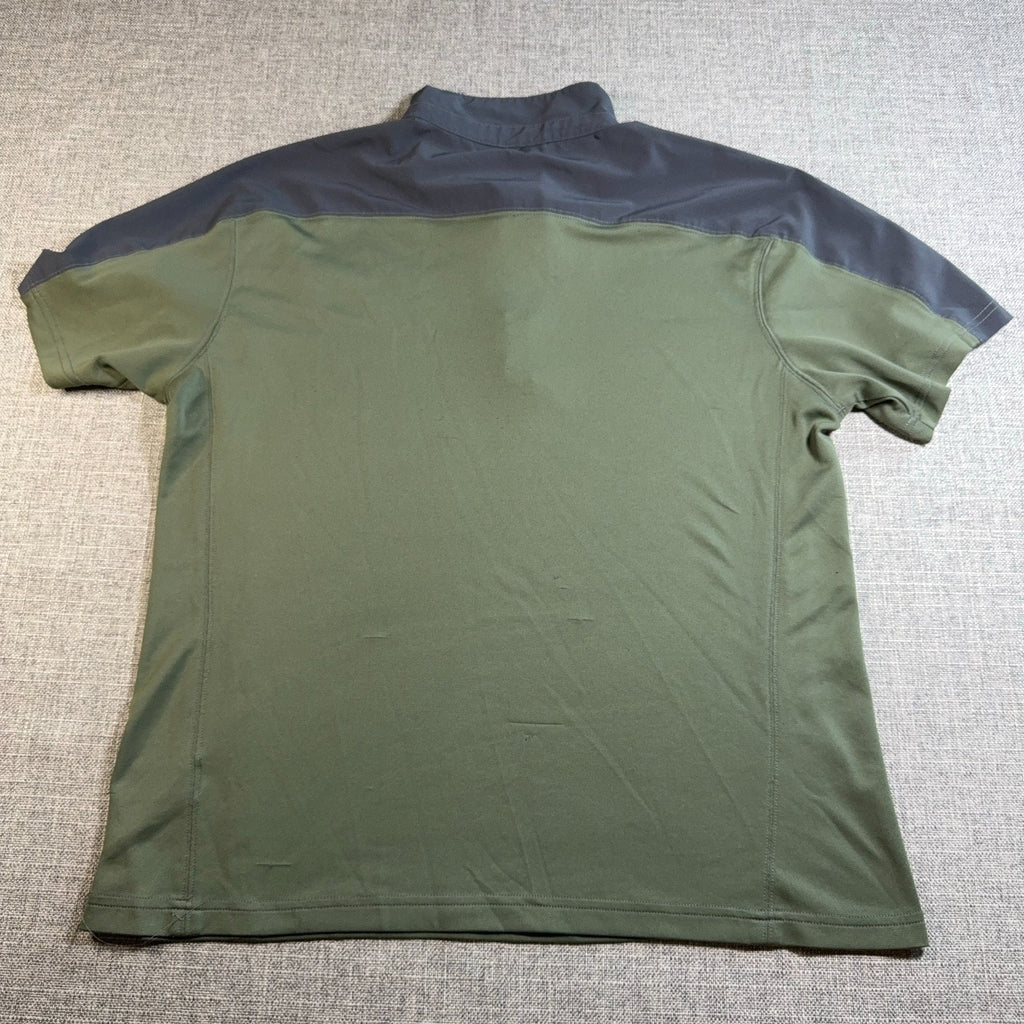 Kuhl Mens XL Quarter Zip Polo Shirt Olive Green Charcoal Performance Flawed