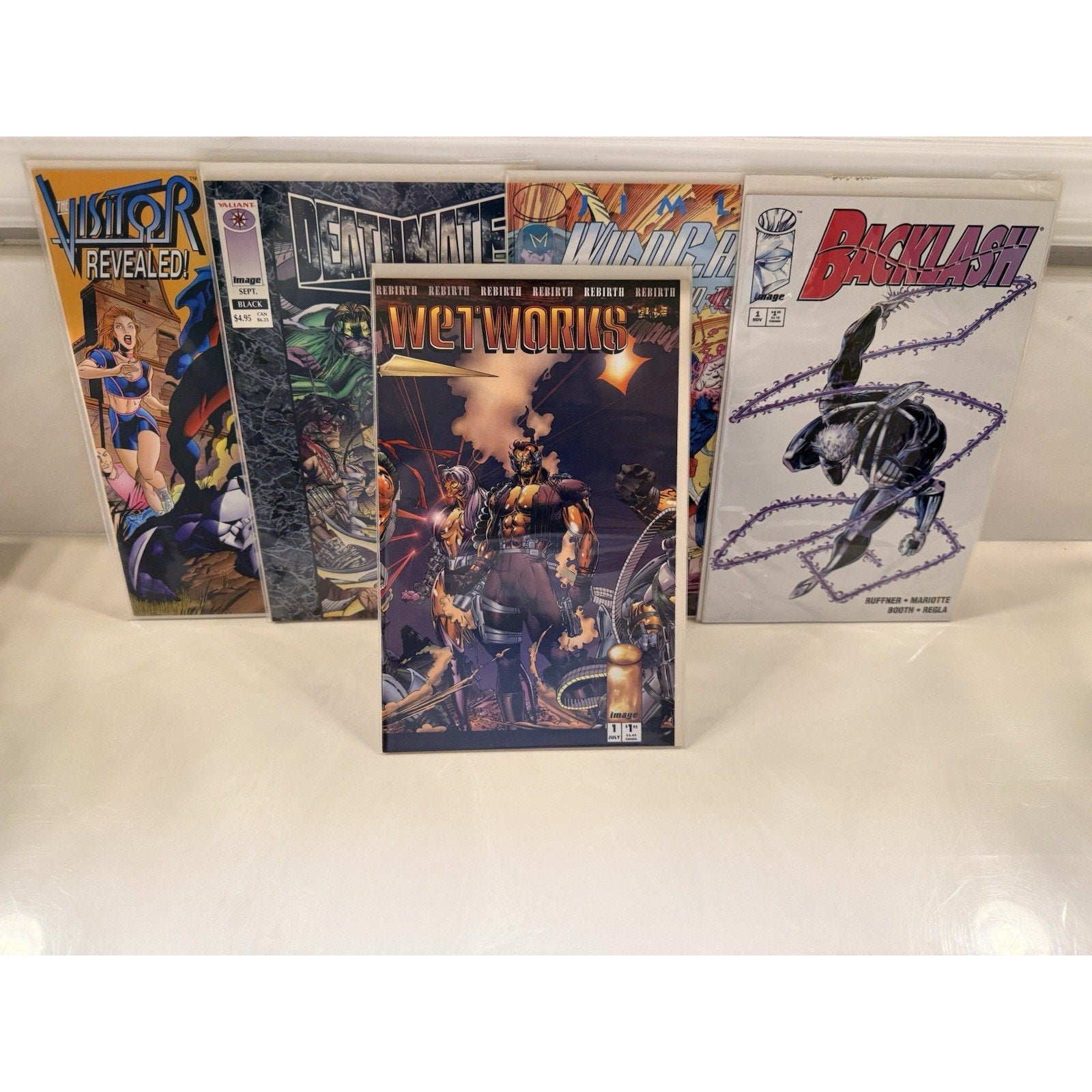 90s Image Lot: WildCATs #1, WetWorks #1, Backlash #1 + Deathmate Black + Visitor