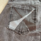 Chams Mens Jeans 36 Gray Black Y2K Embroidered Pocket Straight Leg Denim