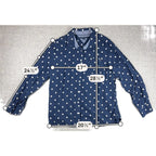 Tommy Hilfiger Womens XL Navy Polka Dot Button Up Shirt Long Sleeve Pocket