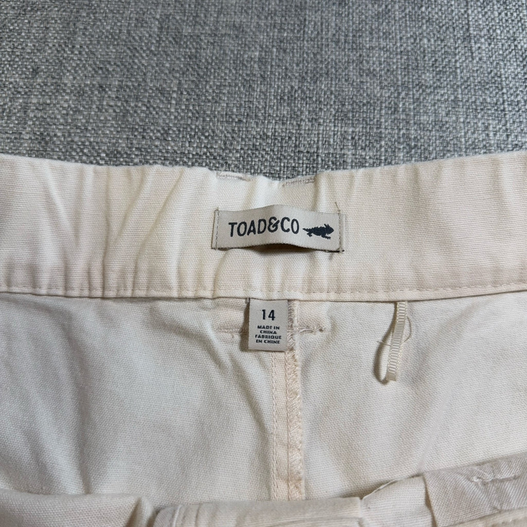 Toad & Co Earthworks Pants Womens 14 Ivory Wide Leg Crop Tencel Stretch