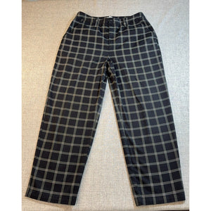 Vans Plaid Chino Pants Mens 31 Black Cream Windowpane Straight Skate Punk 28L
