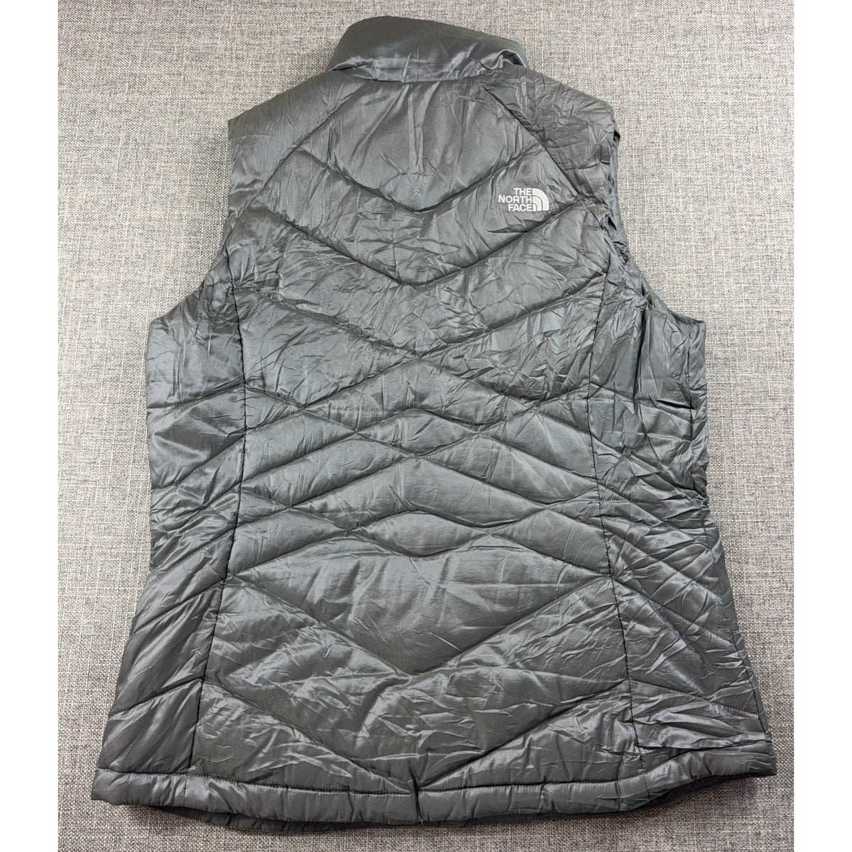 The North Face Aconcagua 550 Down Vest Womens L Gray Puffer Quilted Goose Down