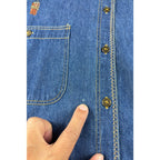 Vintage 90s Claus Sport Womens L Chambray Shirt Embroidered Birds Korea