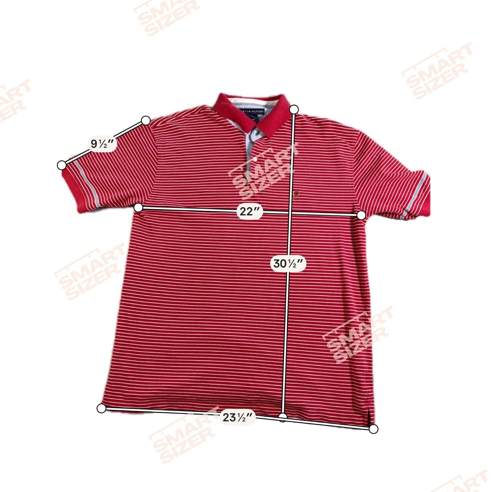 Vintage Y2K Tommy Hilfiger Polo Shirt Mens XL Red White Striped Crest Logo 2000