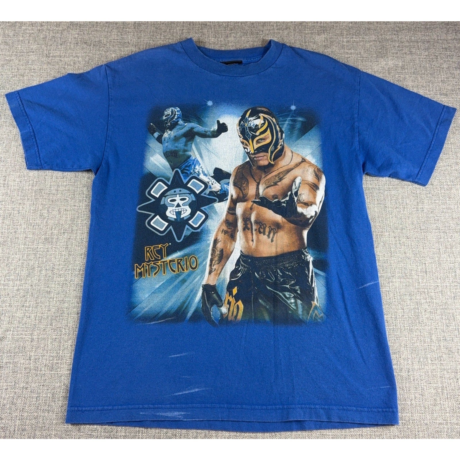 Vintage Y2K Rey Mysterio WWE T Shirt Mens M Blue Wrestling 619 Graphic Tee