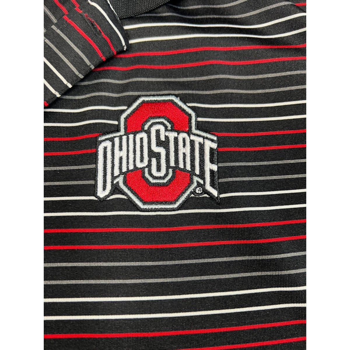 Ohio State Buckeyes Cutter & Buck DryTec Polo Men's XXL Black Striped NCAA