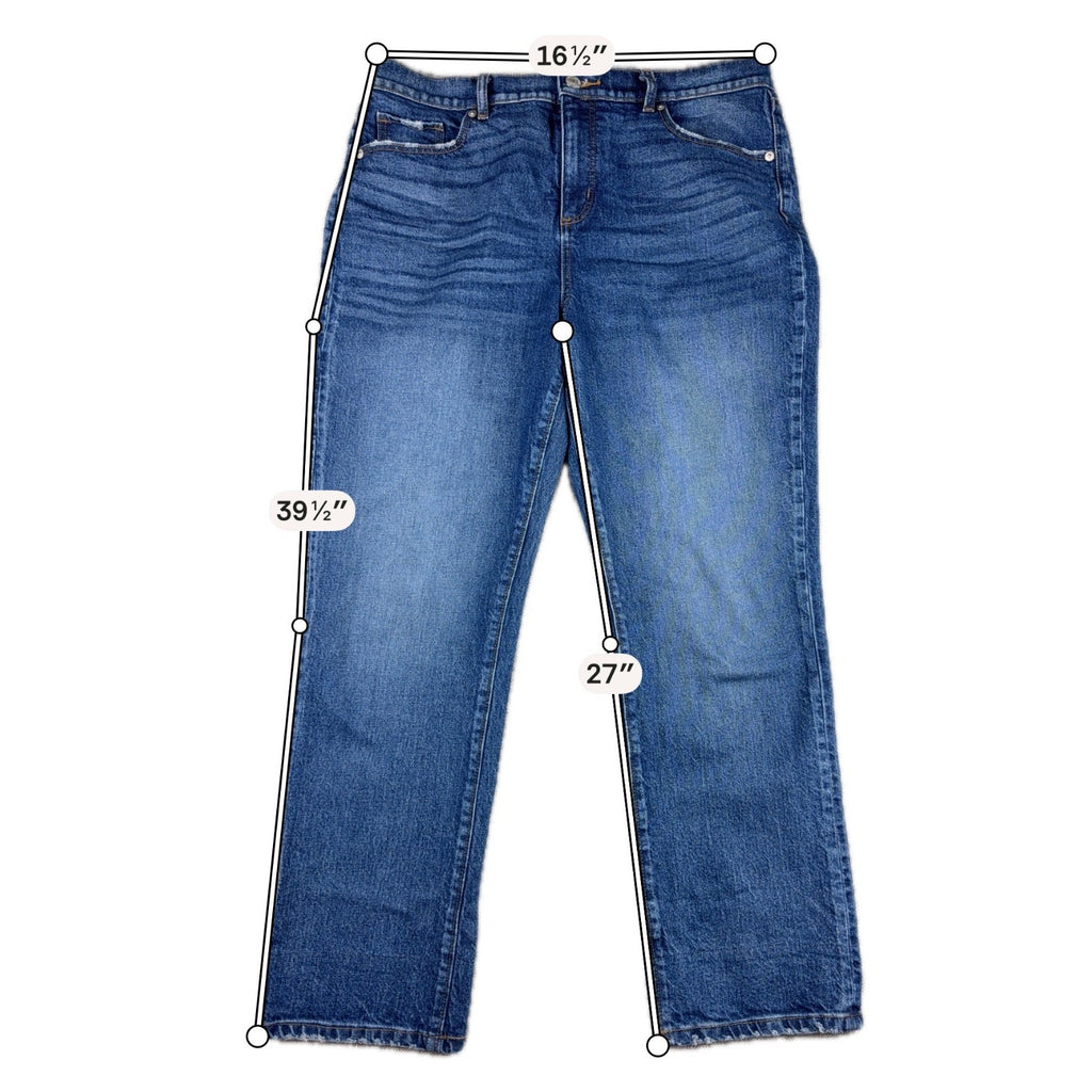 LOFT The Straight Crop Jeans Womens 10/32 Blue Denim Paisley Cuff Mid Rise
