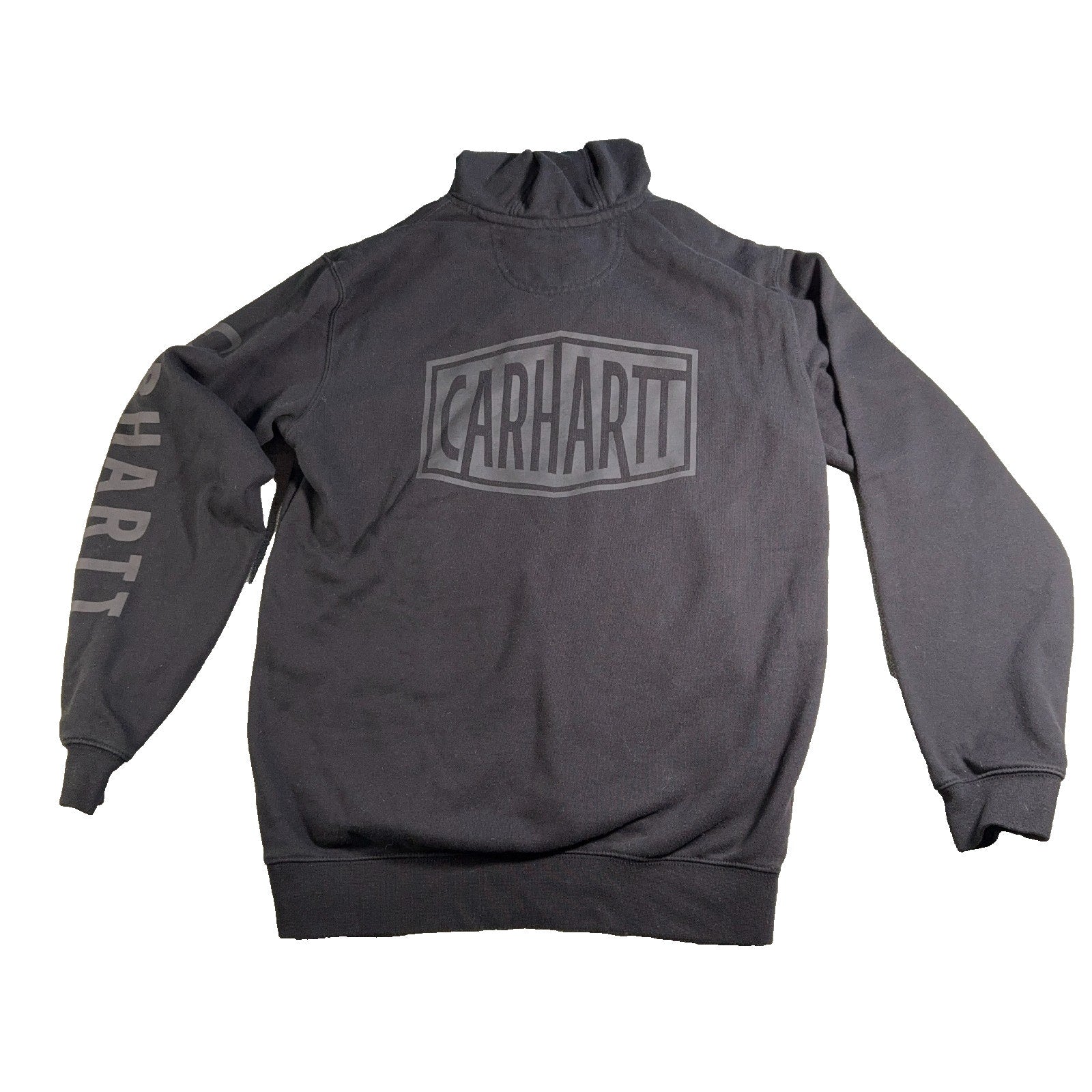 Carhartt Rain Defender Hoodie Mens S Loose Fit Black Logo Sleeve Pullover