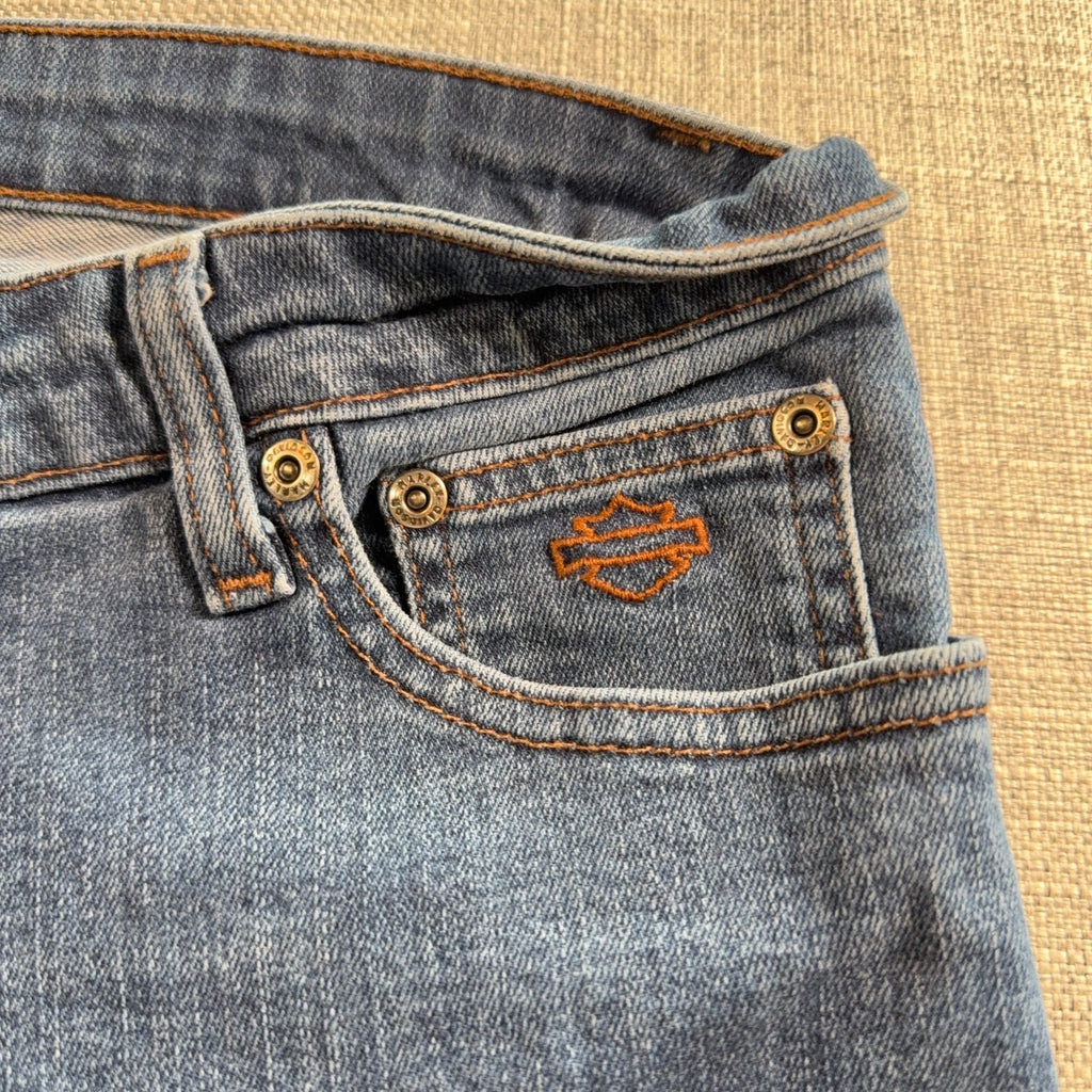 Harley Davidson Womens Jeans 34x31 Bootcut Blue Denim Genuine MotorClothes Biker