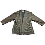 BonWorth Womens Metallic Open Front Jacket Gold Black Shimmer Blazer S/M