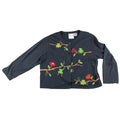 Michael Simon Light Frog Cardigan Womens X Embroidered Beaded Novelty Black