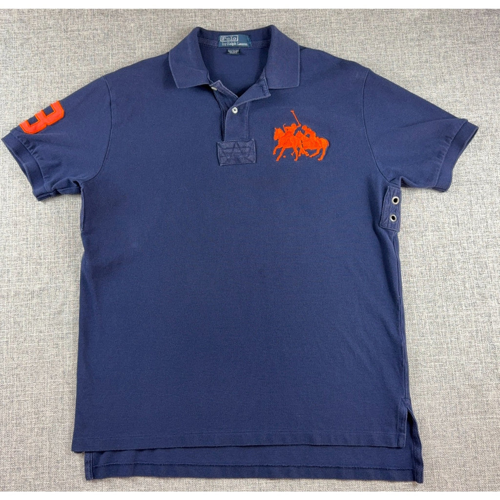Polo Ralph Lauren Big Pony Polo Shirt Navy Orange #3 Rugby Style 22.5x31.5