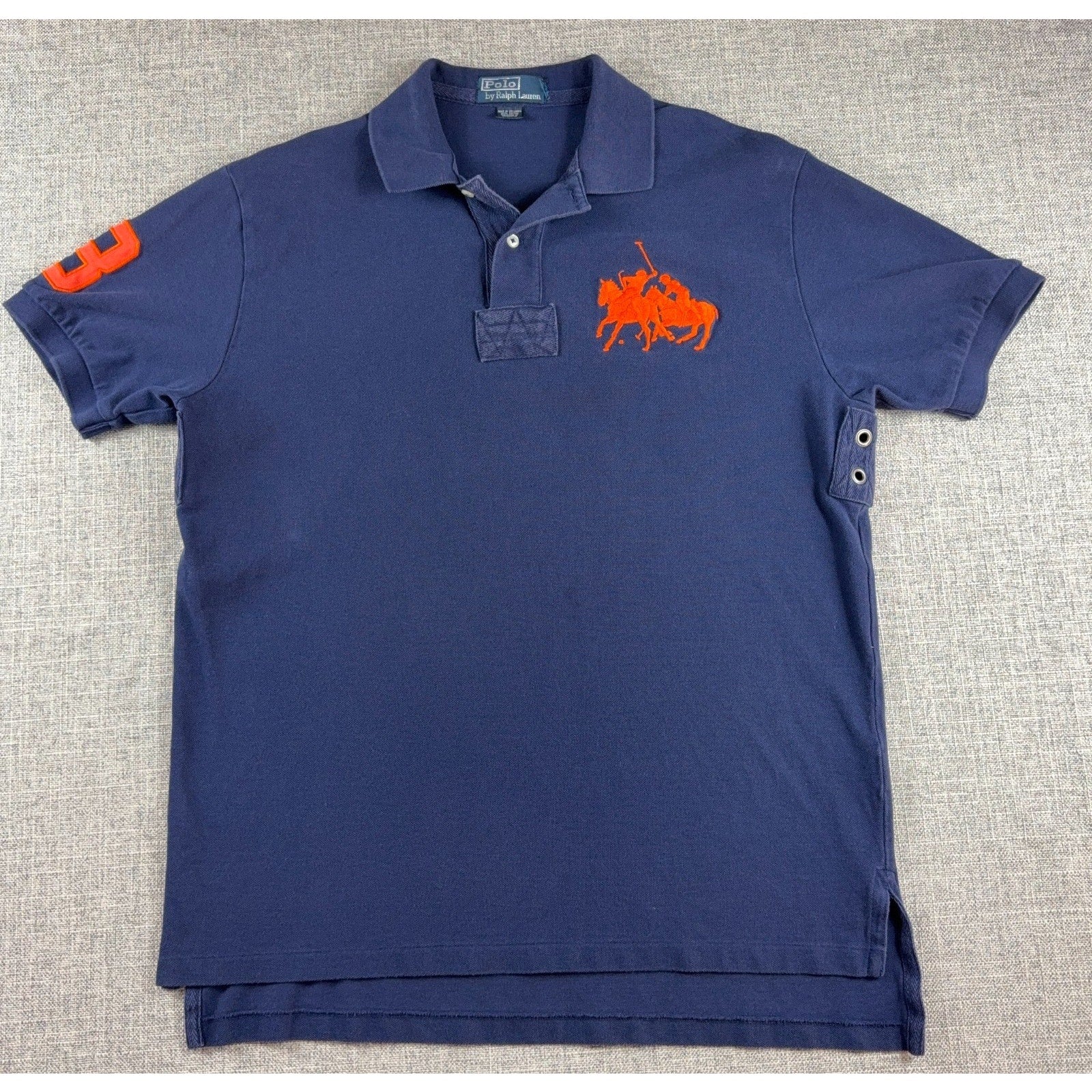 Polo Ralph Lauren Big Pony Polo Shirt Navy Orange #3 Rugby Style 22.5x31.5