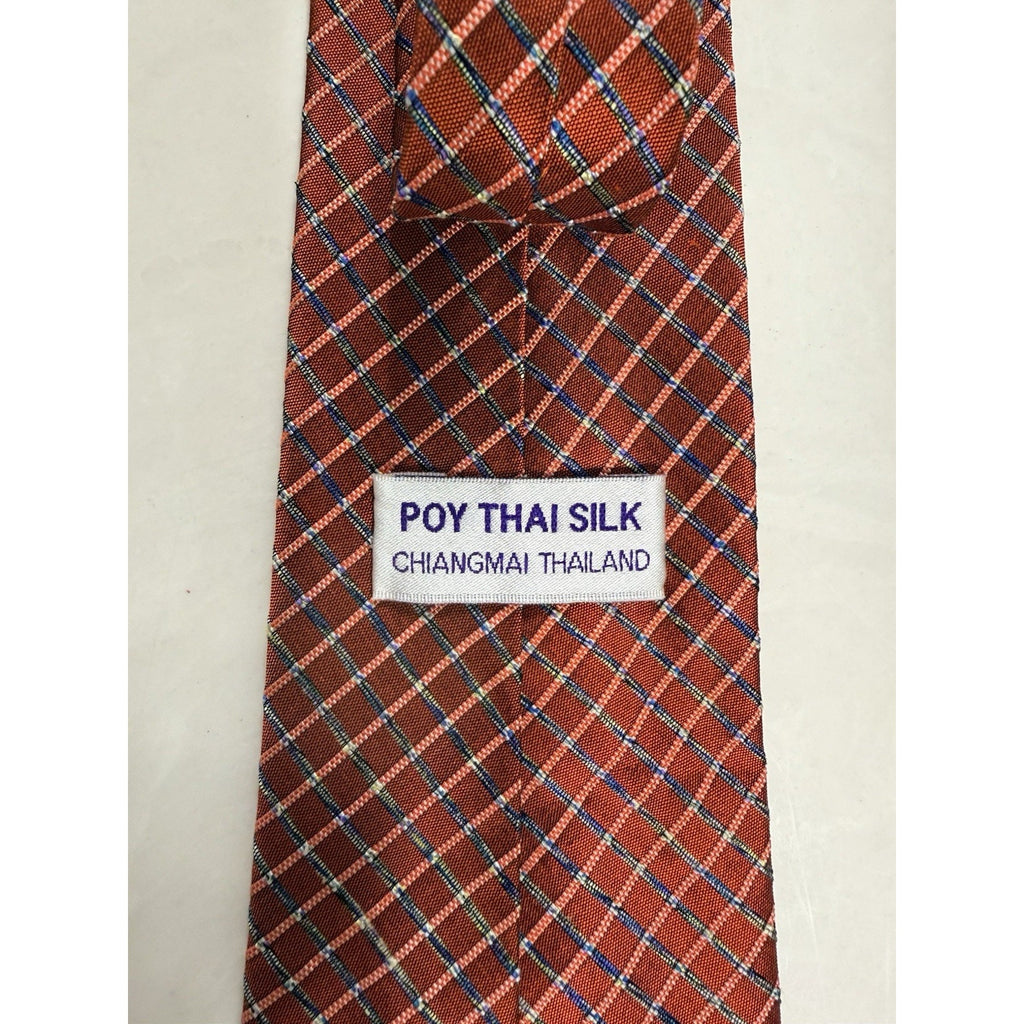 Vintage Thai Silk Tie Lot of 3 POY Thailand Chiang Mai Elephant Novelty Plaid