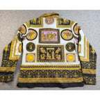 Liang Dian Yi Zu Women’s Baroque Scarf Print Button-Up Blouse Size Large