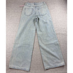 Missguided Women 25 Light Wash High Rise Wide Leg Jeans NWT Panel Detail