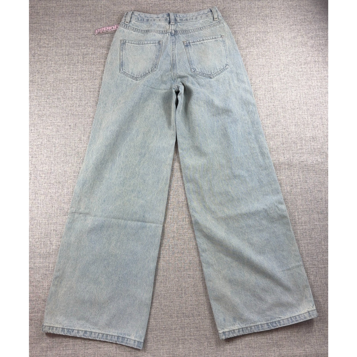 Missguided Women 25 Light Wash High Rise Wide Leg Jeans NWT Panel Detail