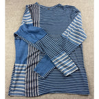 Billy Reid Made in Japan Indigo Patchwork Striped Long Sleeve Tee Men M