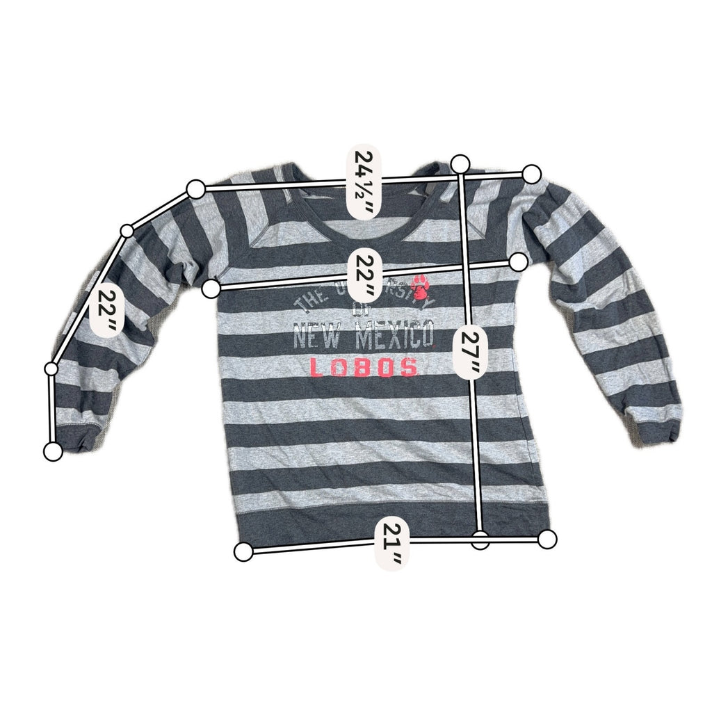 UNM Lobos Striped Distressed Sweatshirt Women’s XL