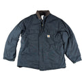 Carhartt Jacket Mens Black Duck Canvas Work Coat Distressed Corduroy Collar