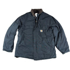 Carhartt Jacket Mens Black Duck Canvas Work Coat Distressed Corduroy Collar