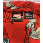 Marvel Spider Man Button Up Shirt Kids Large Red Graphic Short Sleeve Comic