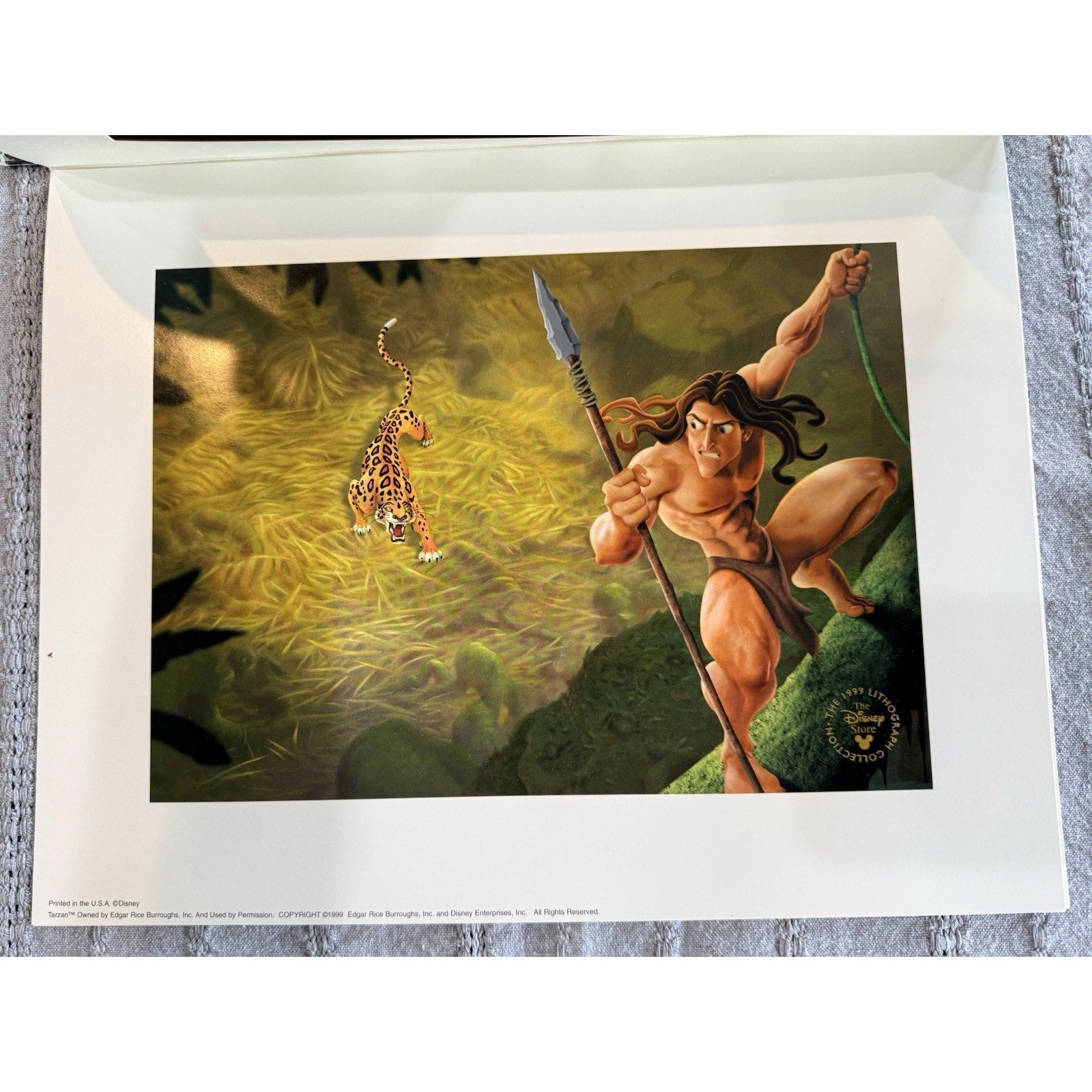 Vintage 1999 Disney Tarzan Lithograph Print Disney Store Collector Art