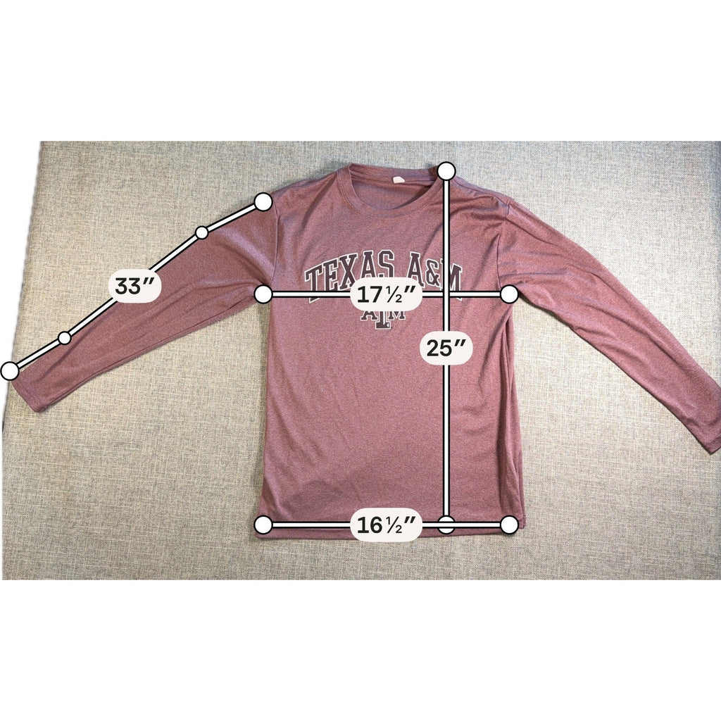 Texas A&M Aggies Shirt Adult Small Maroon Long Sleeve Performance NCAA College