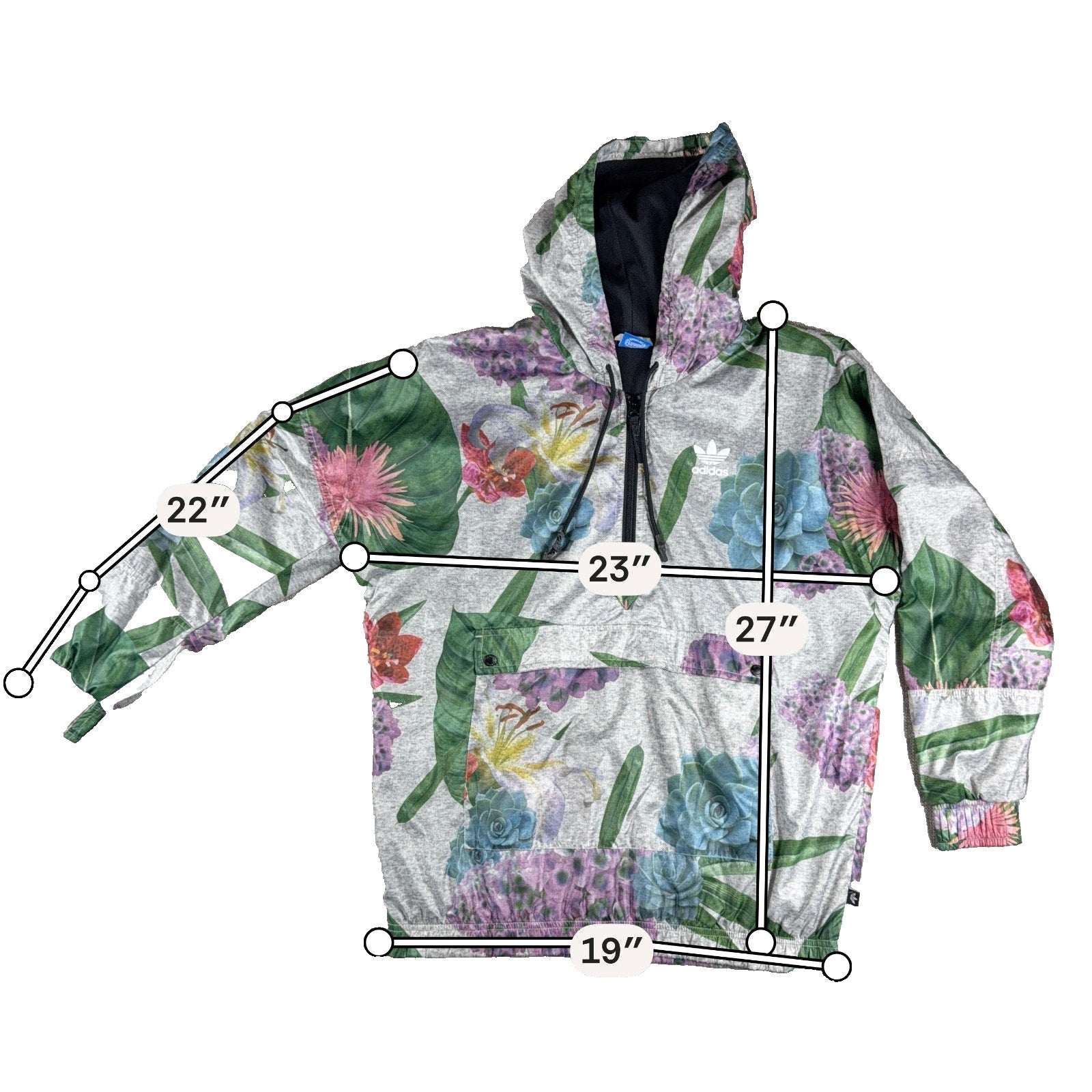 adidas Originals AJ8875 Floral Windbreaker Women S Trefoil Half Zip Anorak 2015