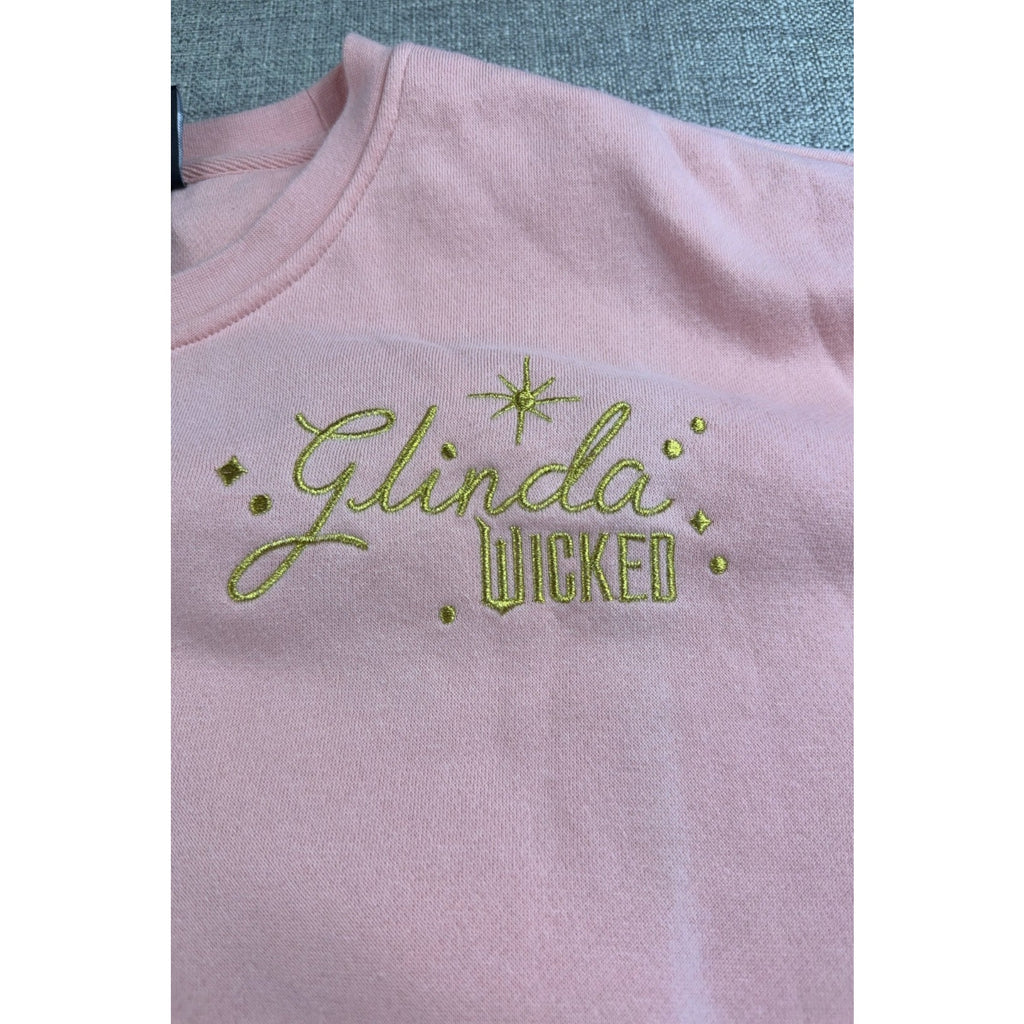 BoxLunch Wicked Glinda Embroidered Pink Crewneck Sweatshirt Women Large