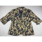 Coldwater Creek Womens PM 10-12 Floral Tapestry Blazer Jacket Black Tan 3/4 Slee