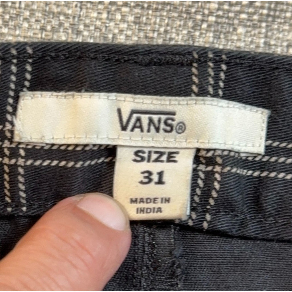 Vans Plaid Chino Pants Mens 31 Black Cream Windowpane Straight Skate Punk 28L