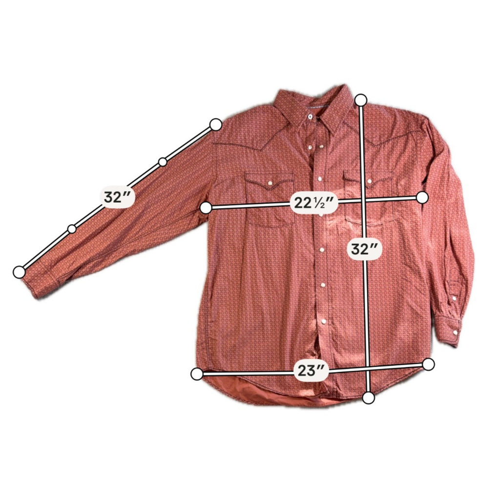 Rough Stock Panhandle Slim Shirt Men L Burnt Orange Pearl Snap Western Cowboy