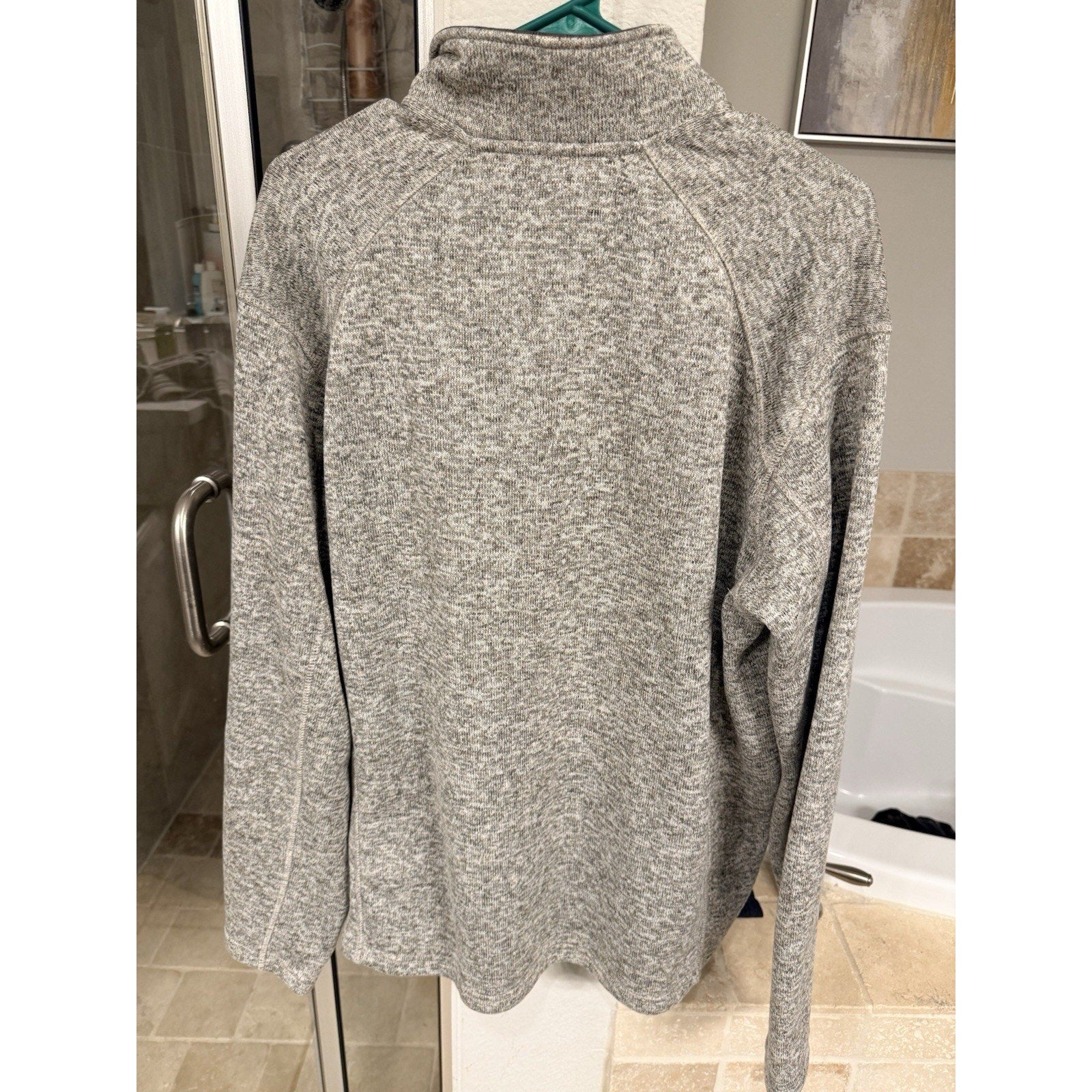 Eddie Bauer Mens XL Quarter Zip Sweater Fleece Pullover Gray Sherpa Lined