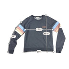 Rip Curl Womens XS Crewneck Sweatshirt Gray Retro Stripe Sleeve Surf Pullover