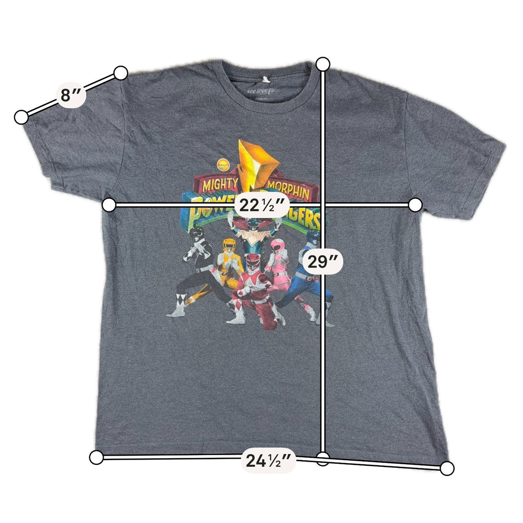 Mighty Morphin Power Rangers T Shirt Mens XL Gray Retro Graphic Tee 90s Style
