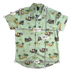 Disney Pixar Up Hawaiian Camp Shirt Mens XL Green Carl Russell Dug Button Up