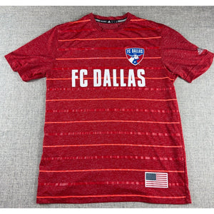adidas FC Dallas MLS Shirt Mens L Fits M Red Climalite Soccer USA Flag 2015