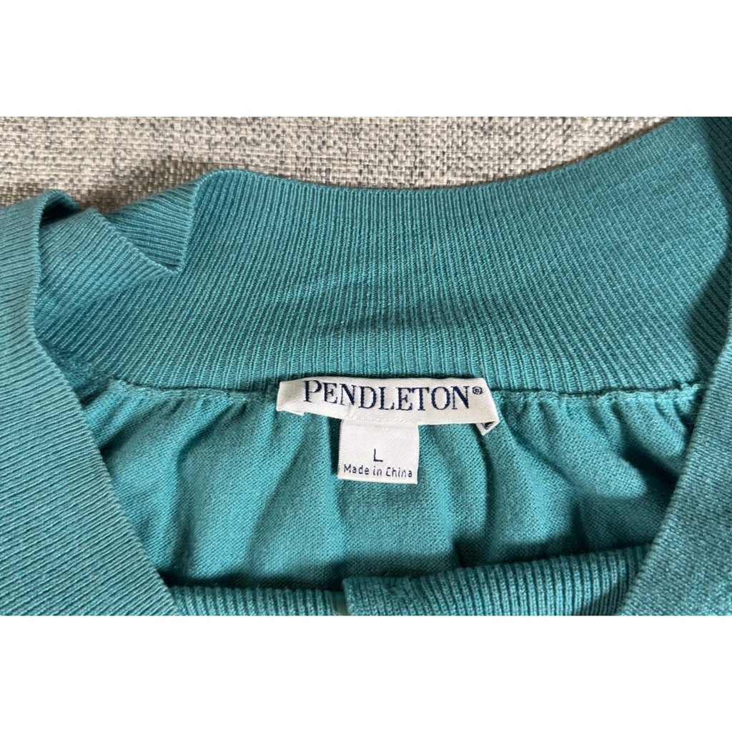 Pendleton Women Large Teal Silk Cashmere Blend Cardigan Sweater Button Front