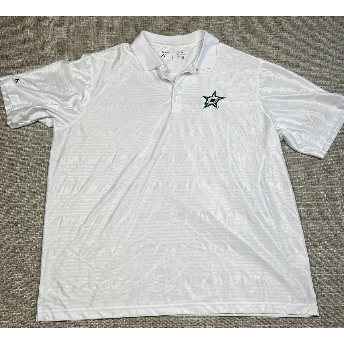 Antigua Dallas Stars Polo Men's XXL White Tonal Geometric NHL Embroidered