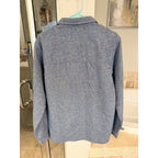 Columbia Mens Medium Blue Wool Blend Speckled Button Up Shirt Heathered Outdoor