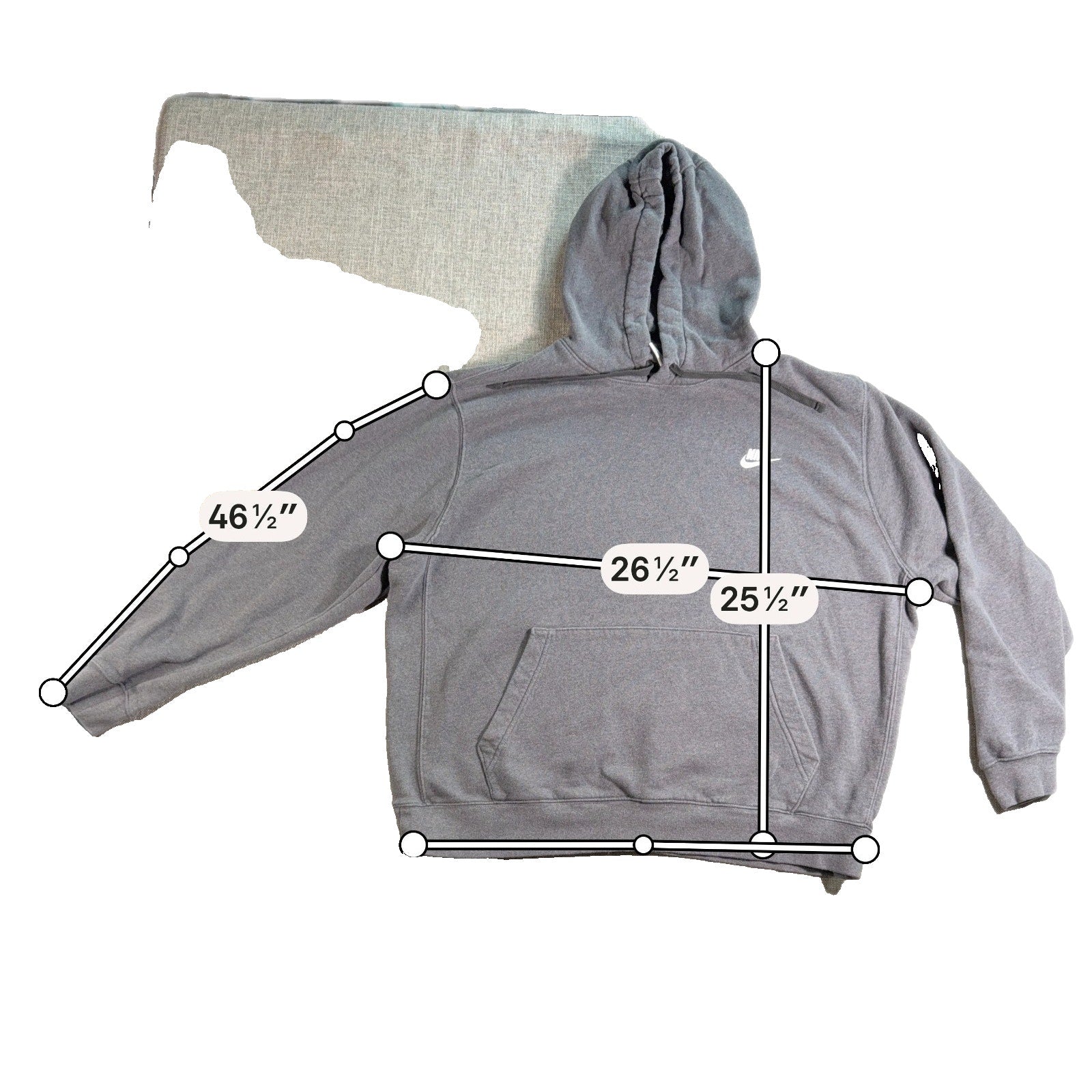 Nike Club Fleece Hoodie Mens XL Gray Pullover Sweatshirt Swoosh BV2654-071