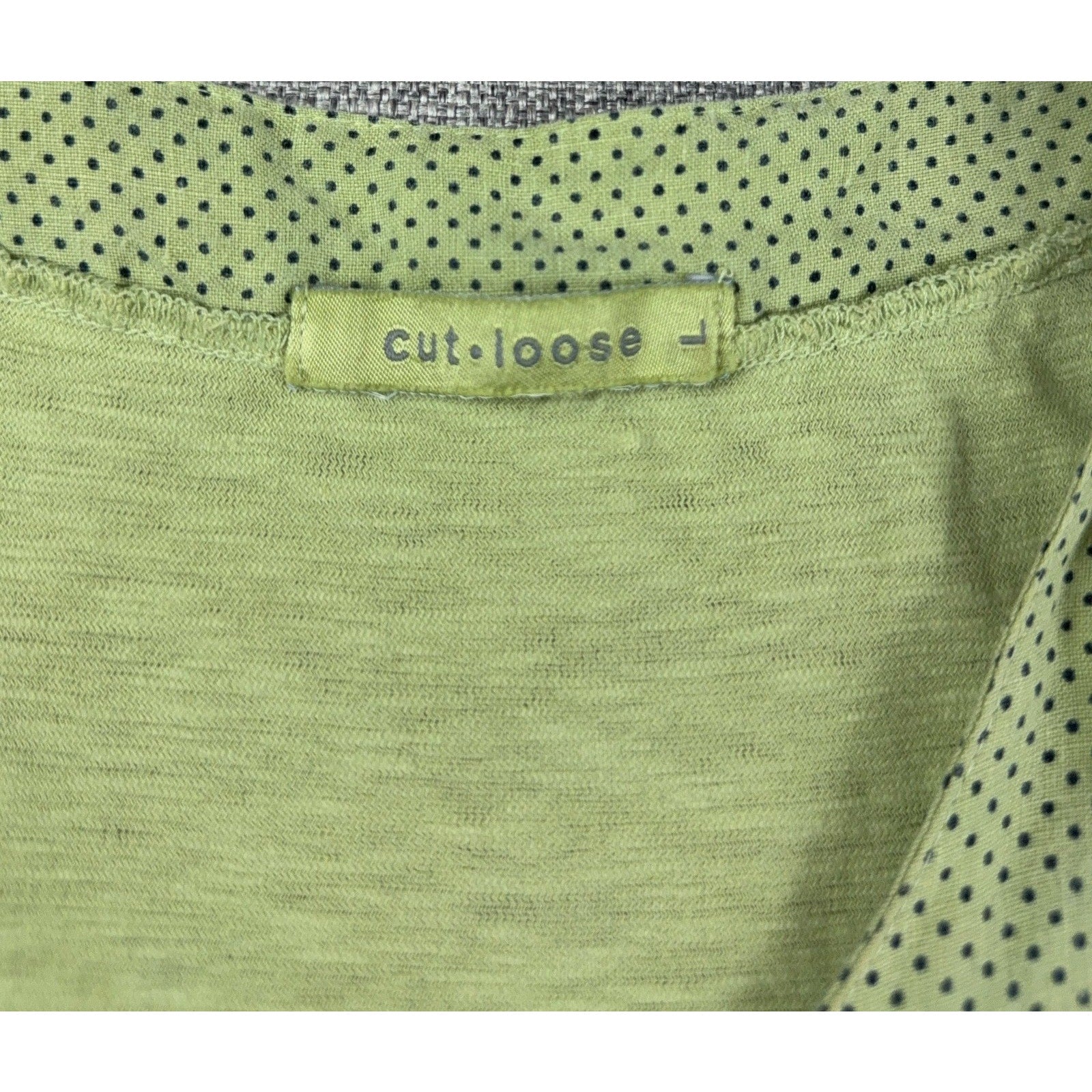 Cut Loose Dress Womens L Olive Green Linen Cotton Polka Dot Lagenlook Maxi USA