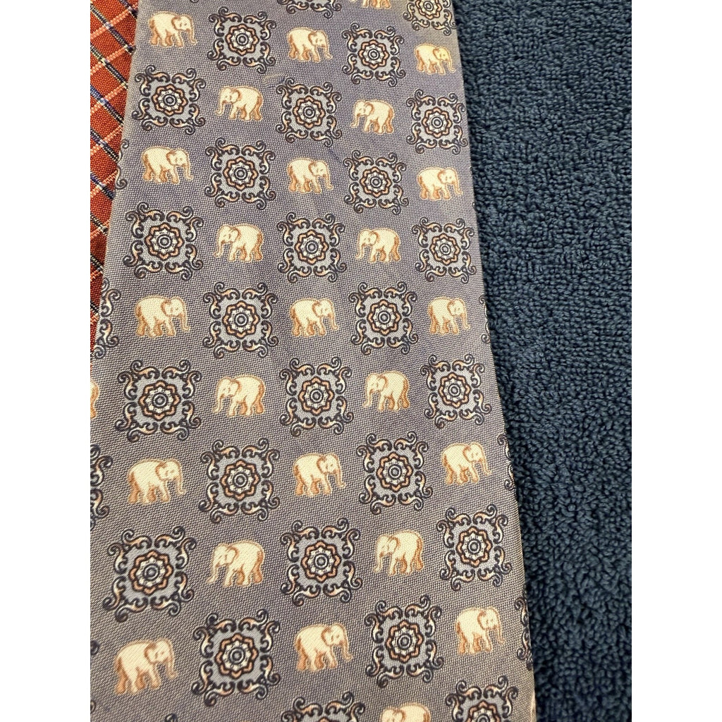 Vintage Thai Silk Tie Lot of 3 POY Thailand Chiang Mai Elephant Novelty Plaid