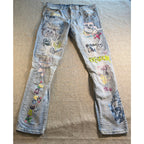 Smoke Rise Graffiti Distressed Jeans 38x34