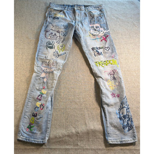 Smoke Rise Graffiti Distressed Jeans 38x34
