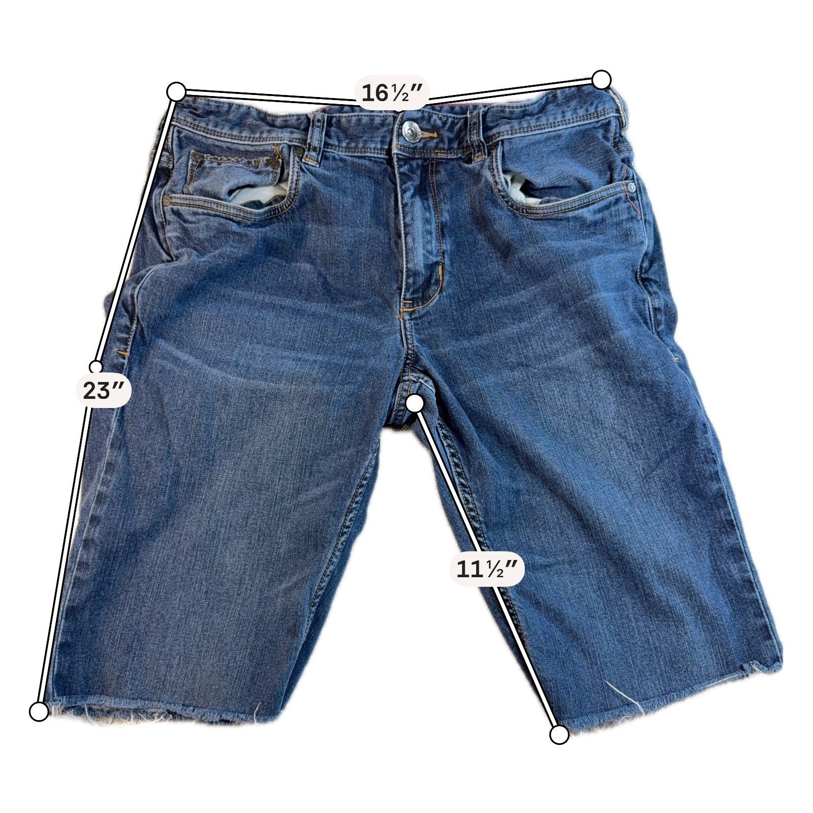 Tommy Bahama Sand Drifter Mens 34 Blue Denim Cutoff Jorts Raw Hem