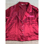 MERSEA Burgundy Satin Pajama Lounge Top Size L