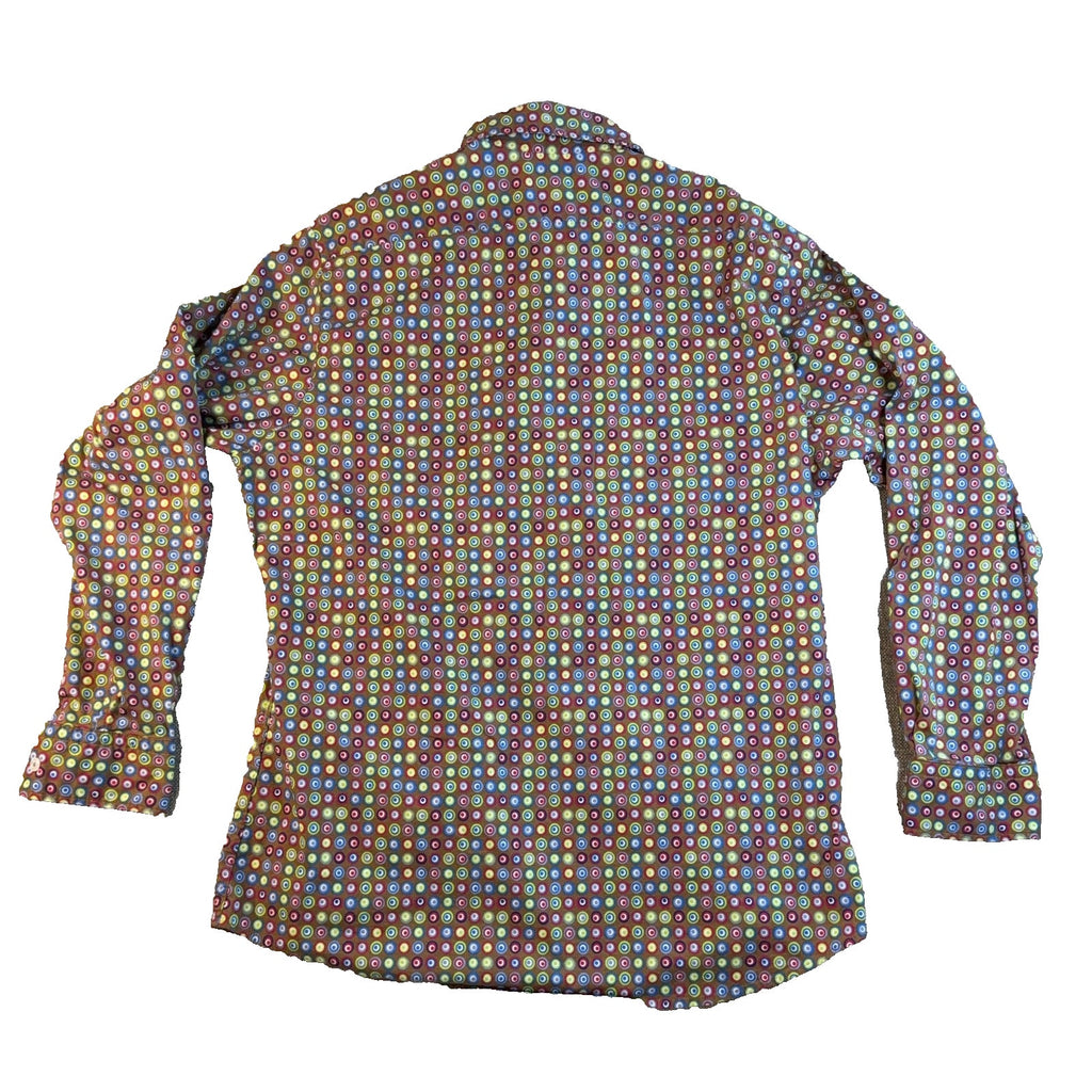 Cremieux Premium Denim Men's L Geometric Circle Shirt Retro Mod Psychedelic